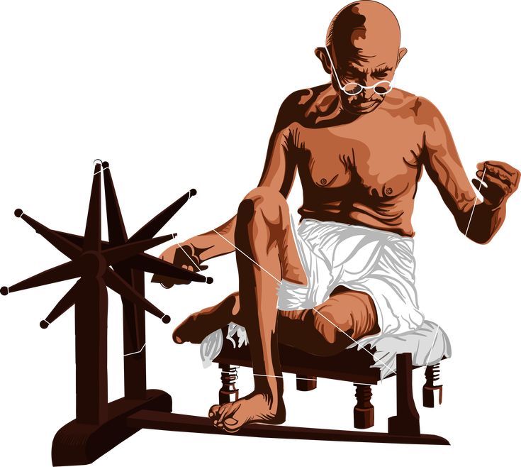 mahatma gandhi weaving khadi thread